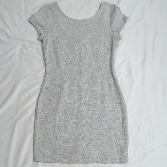 Banana Republic Herringbone Cap Sleeve Dress, Color Gray Size 6 - Picture 1 of 14